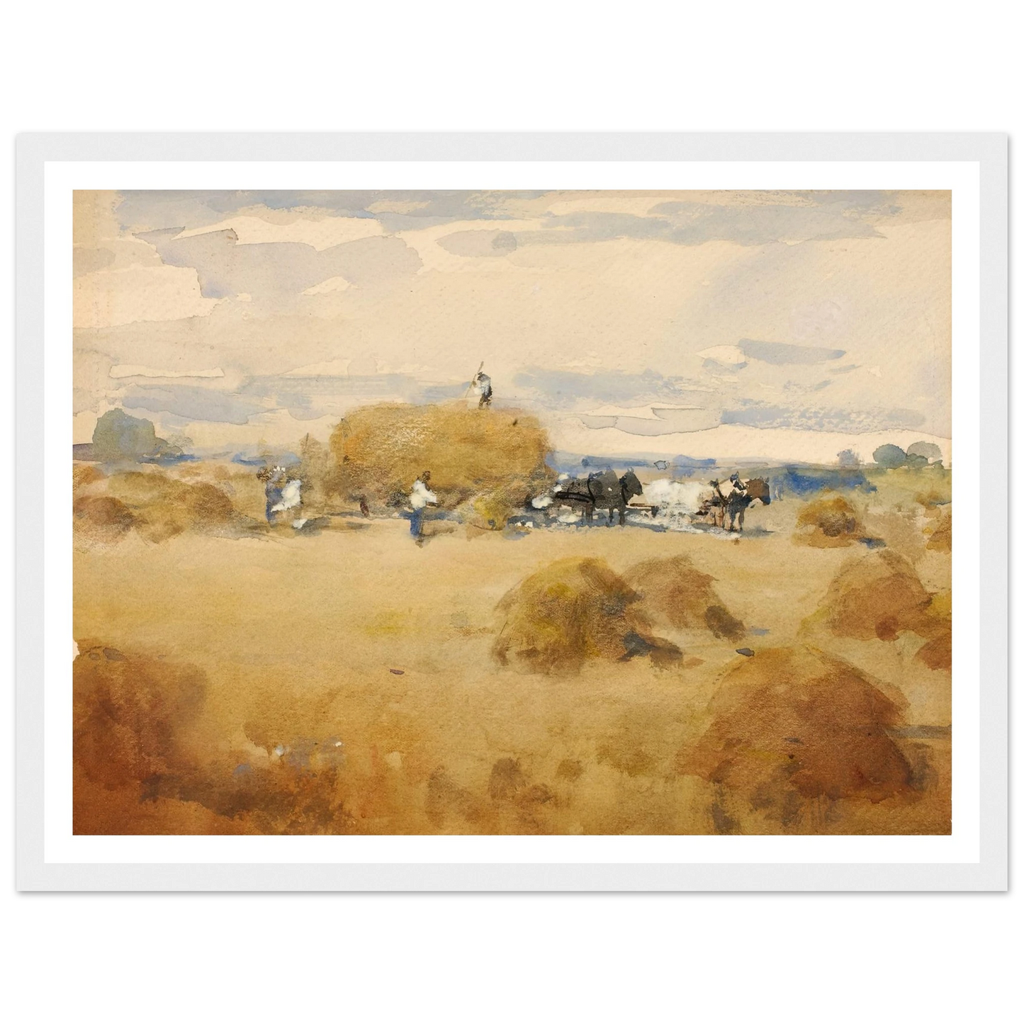 Haymaking Scene Art Print | William Henry Holmes - Framed Poster - 30x40 cm / 12x16″ - Black frame