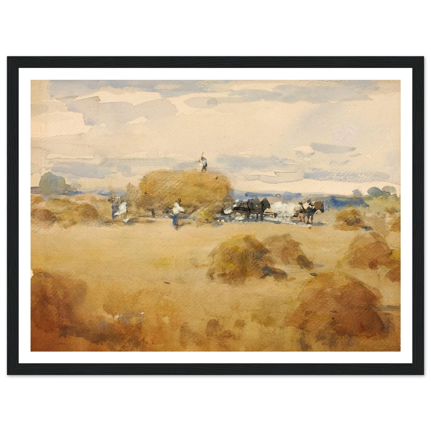 Haymaking Scene Art Print | William Henry Holmes - Framed Poster - 30x40 cm / 12x16″ - Black frame