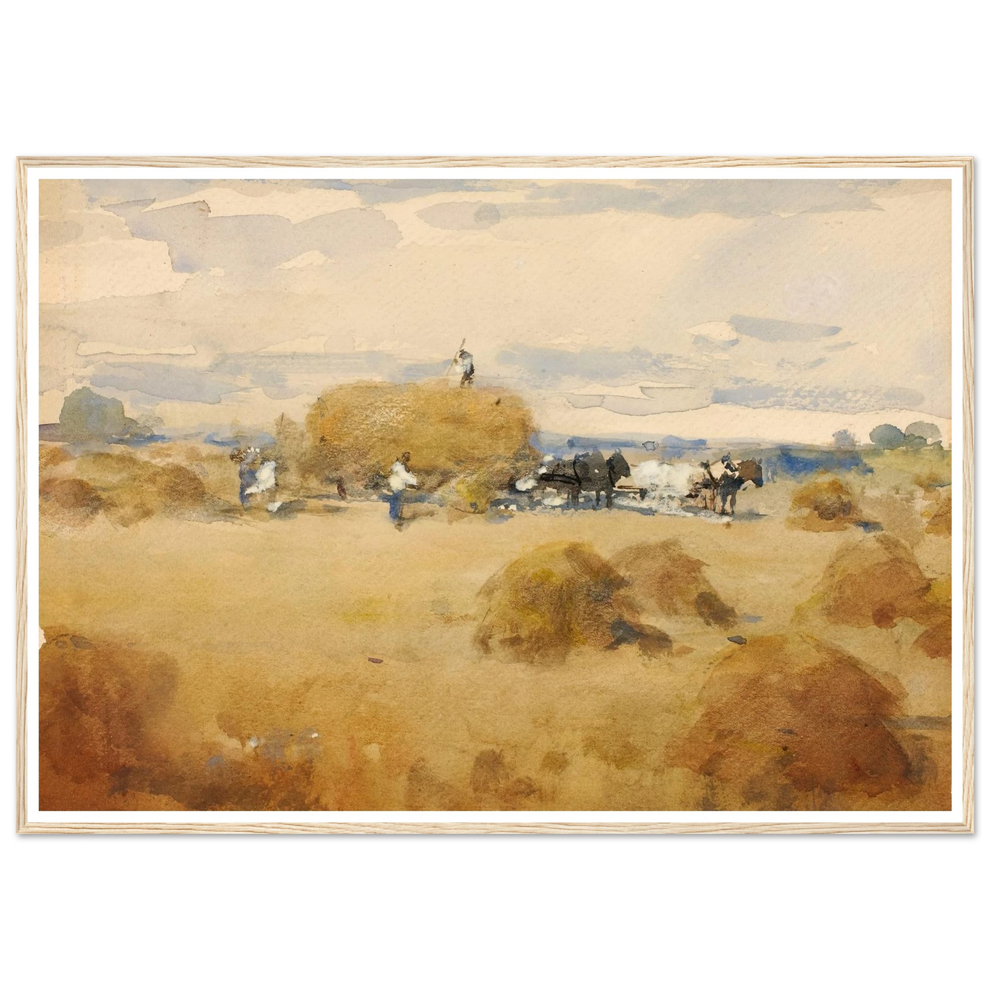 Haymaking Scene Art Print | William Henry Holmes - Framed Poster - 30x40 cm / 12x16″ - Black frame
