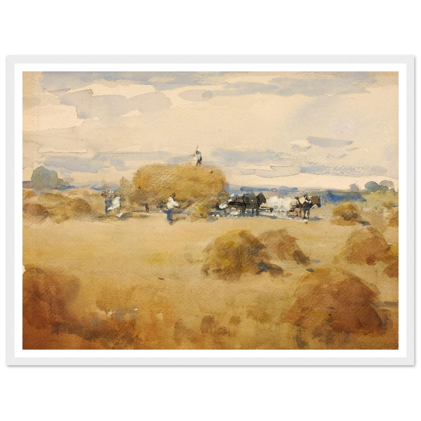 Haymaking Scene Art Print | William Henry Holmes - Framed Poster - 30x40 cm / 12x16″ - Black frame
