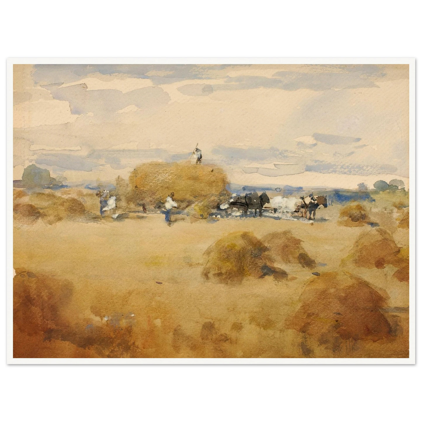 Haymaking Scene Art Print | William Henry Holmes - Framed Poster - 30x40 cm / 12x16″ - Black frame