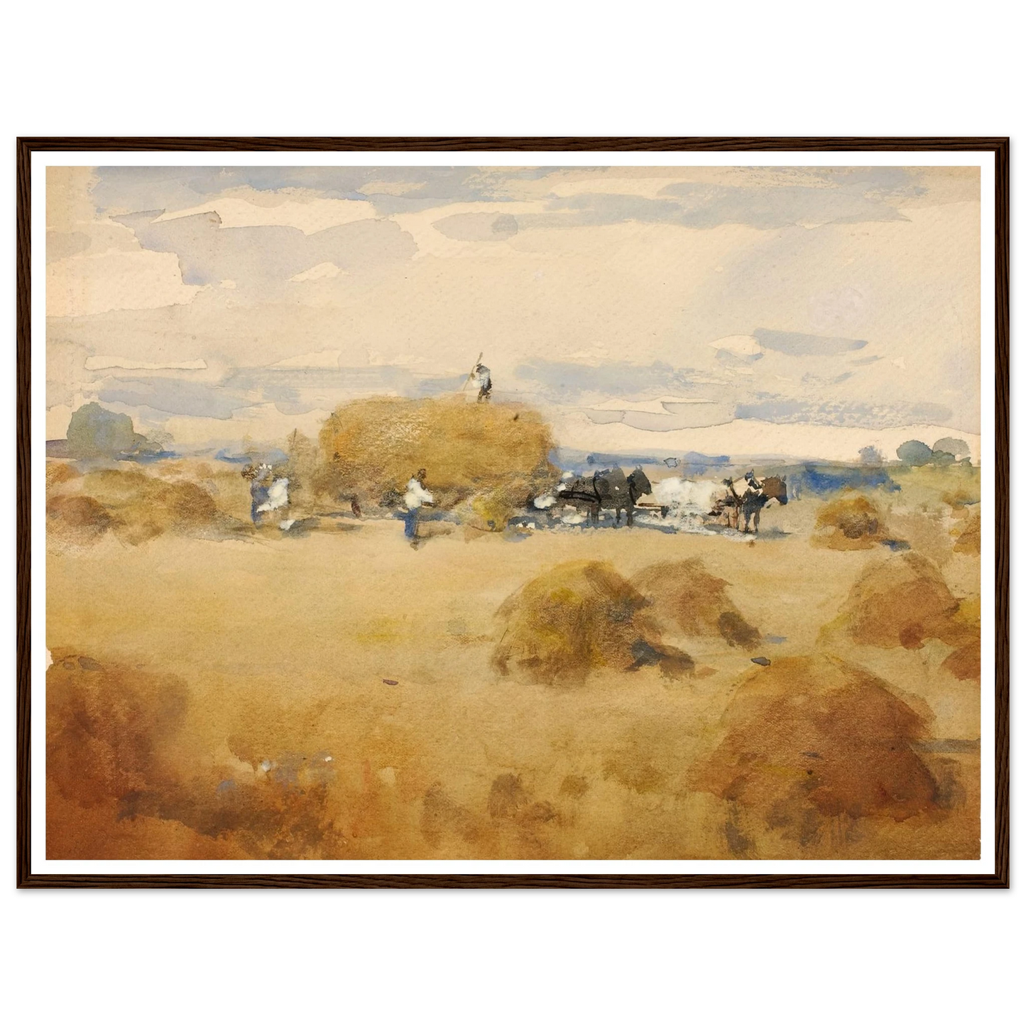Haymaking Scene Art Print | William Henry Holmes - Framed Poster - 30x40 cm / 12x16″ - Black frame