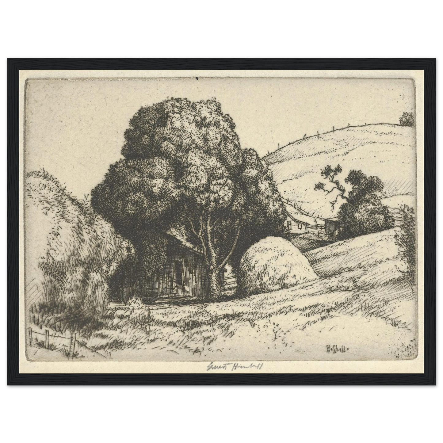 Haystack (1919) Art Print | Ernest Haskell - Framed Poster - 30x40 cm / 12x16″ - Black frame