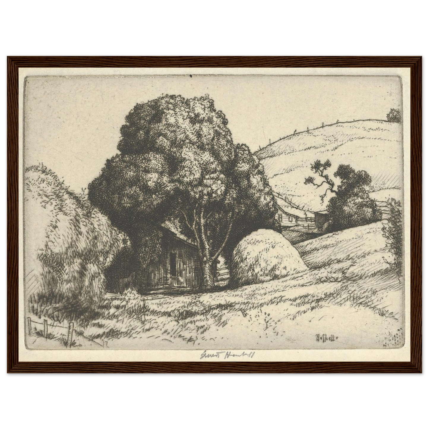 Haystack (1919) Art Print | Ernest Haskell - Framed Poster - 30x40 cm / 12x16″ - Black frame
