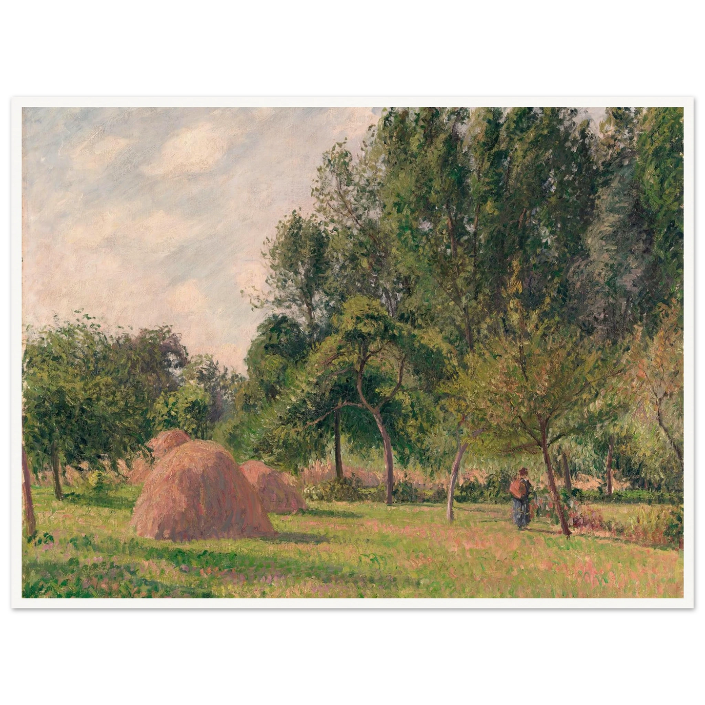 Haystacks, Morning, Éragny (1899) Art Print | Camille Pissarro - Framed Poster - 30x40 cm / 12x16″ - Black frame