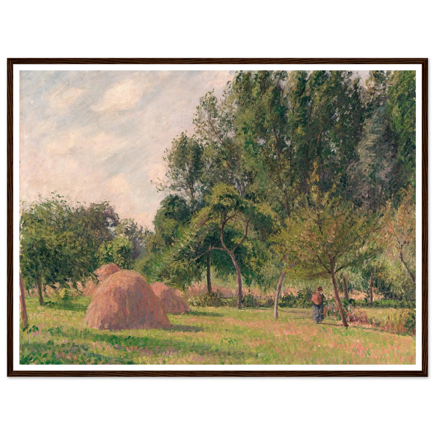 Haystacks, Morning, Éragny (1899) Art Print | Camille Pissarro - Framed Poster - 30x40 cm / 12x16″ - Black frame