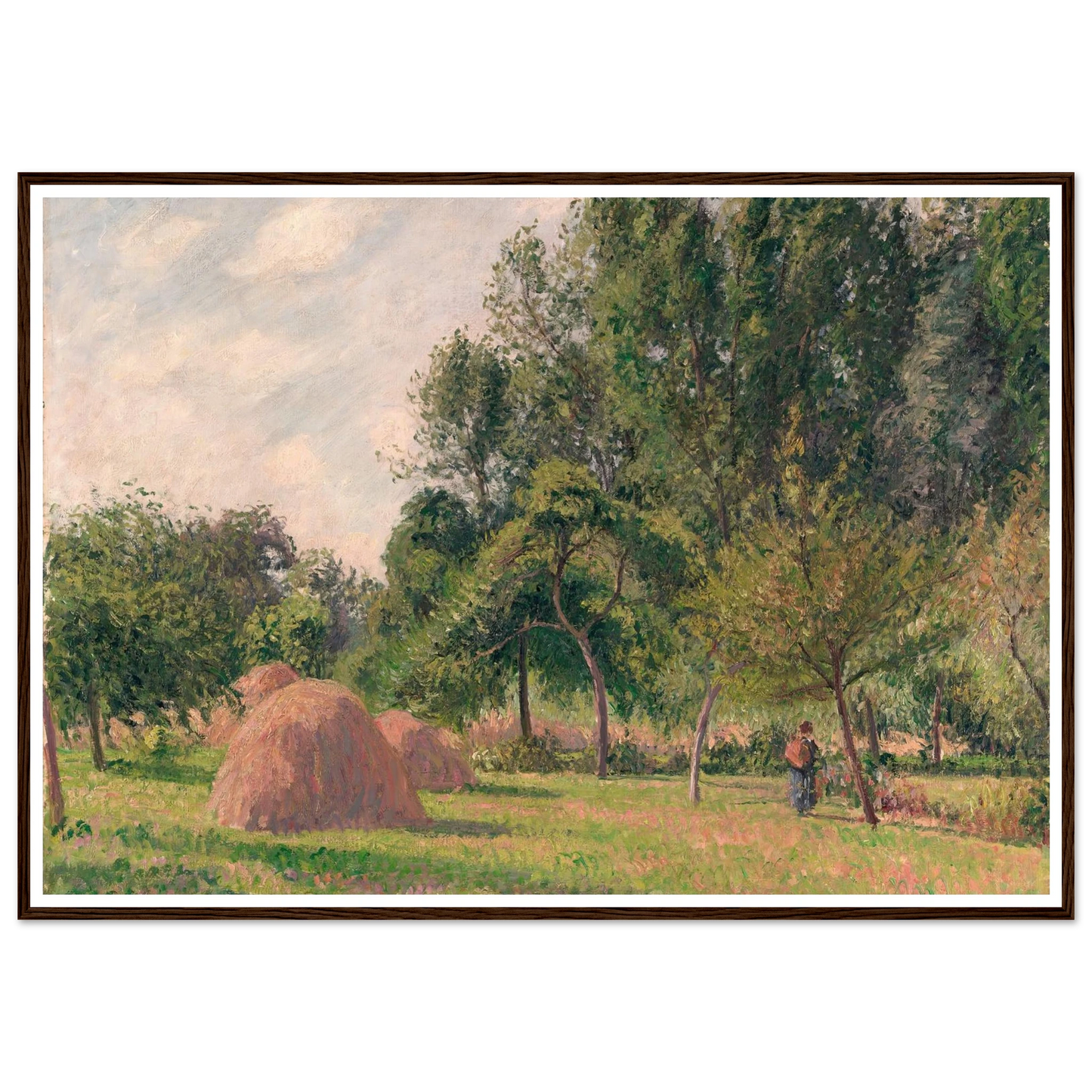 Haystacks, Morning, Éragny (1899) Art Print | Camille Pissarro - Framed Poster - 30x40 cm / 12x16″ - Black frame