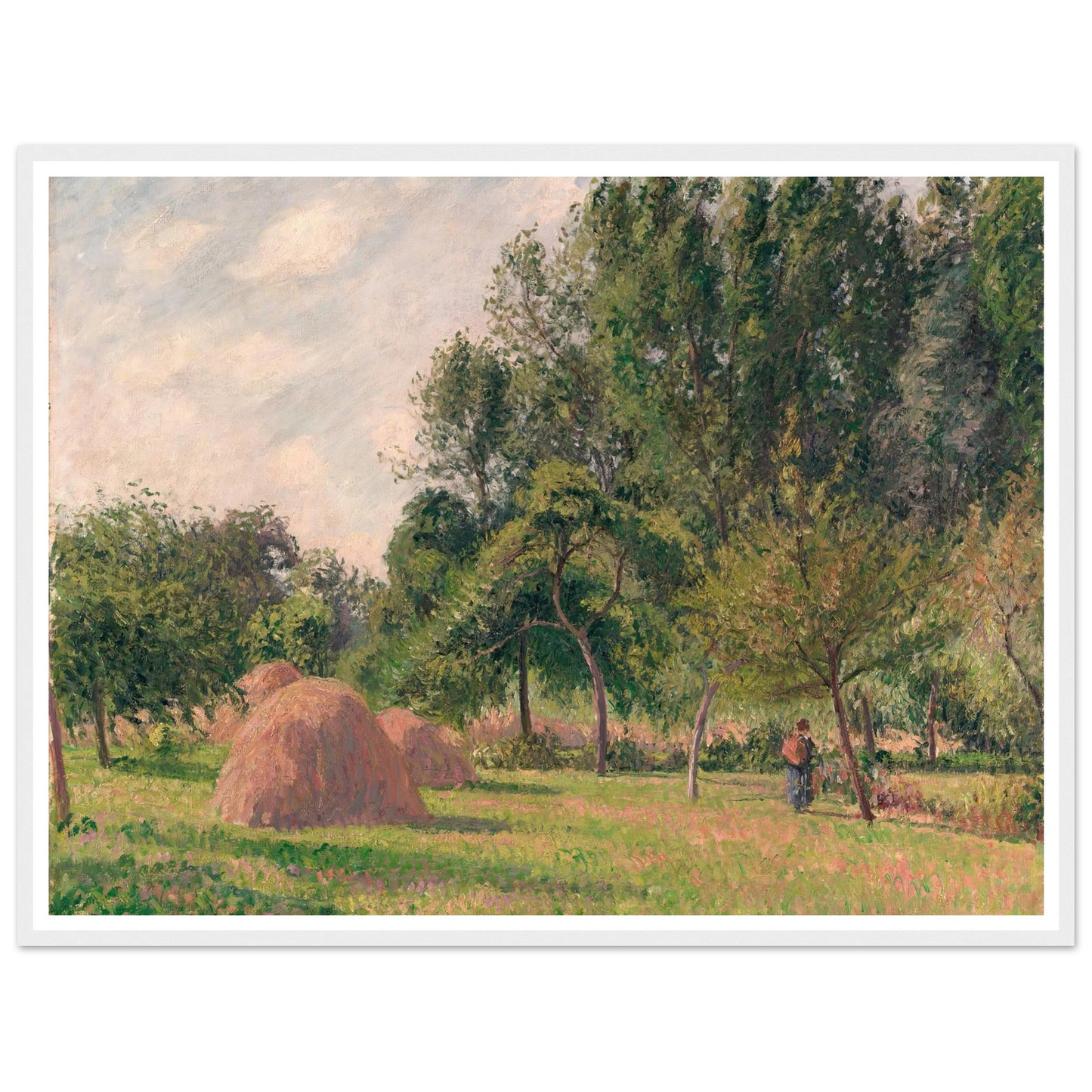 Haystacks, Morning, Éragny (1899) Art Print | Camille Pissarro - Framed Poster - 30x40 cm / 12x16″ - Black frame