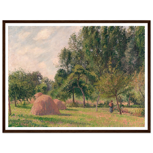Haystacks, Morning, Éragny (1899) Art Print | Camille Pissarro - Framed Poster - 30x40 cm / 12x16″ - Black frame