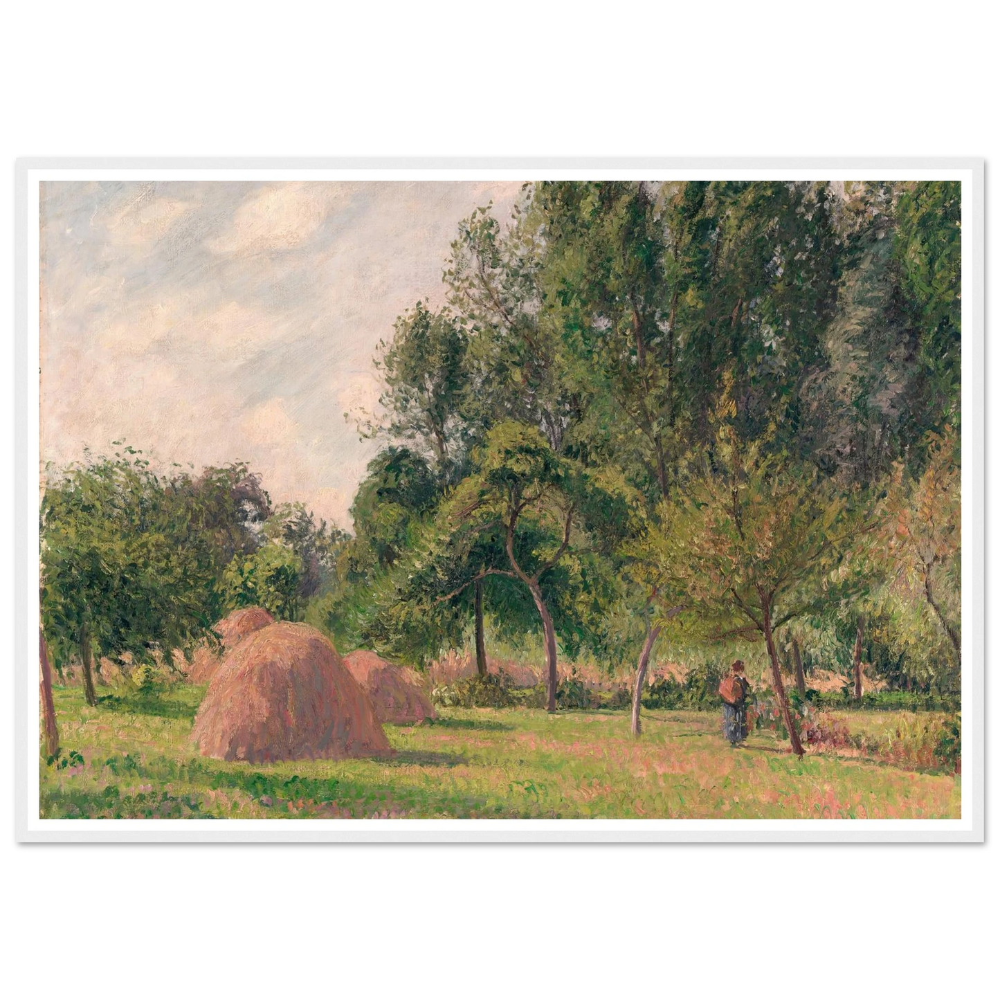 Haystacks, Morning, Éragny (1899) Art Print | Camille Pissarro - Framed Poster - 30x40 cm / 12x16″ - Black frame