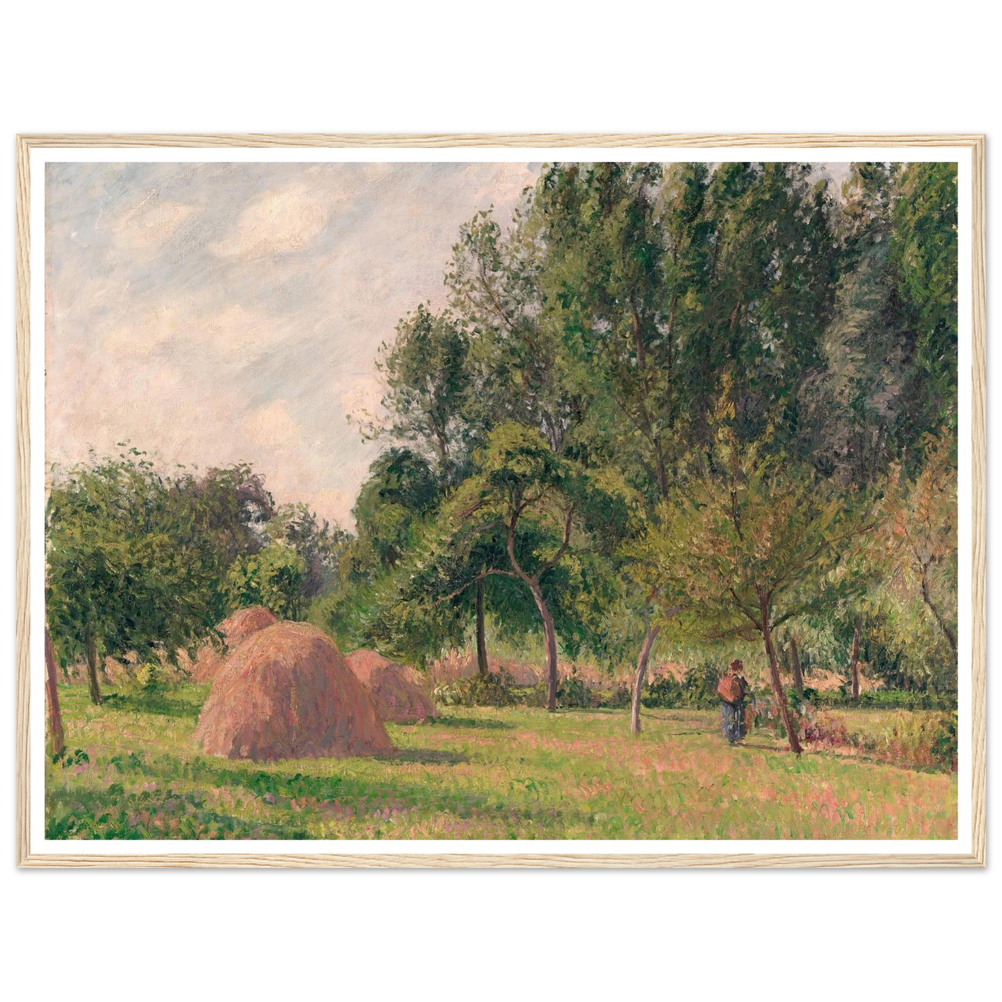 Haystacks, Morning, Éragny (1899) Art Print | Camille Pissarro - Framed Poster - 30x40 cm / 12x16″ - Black frame