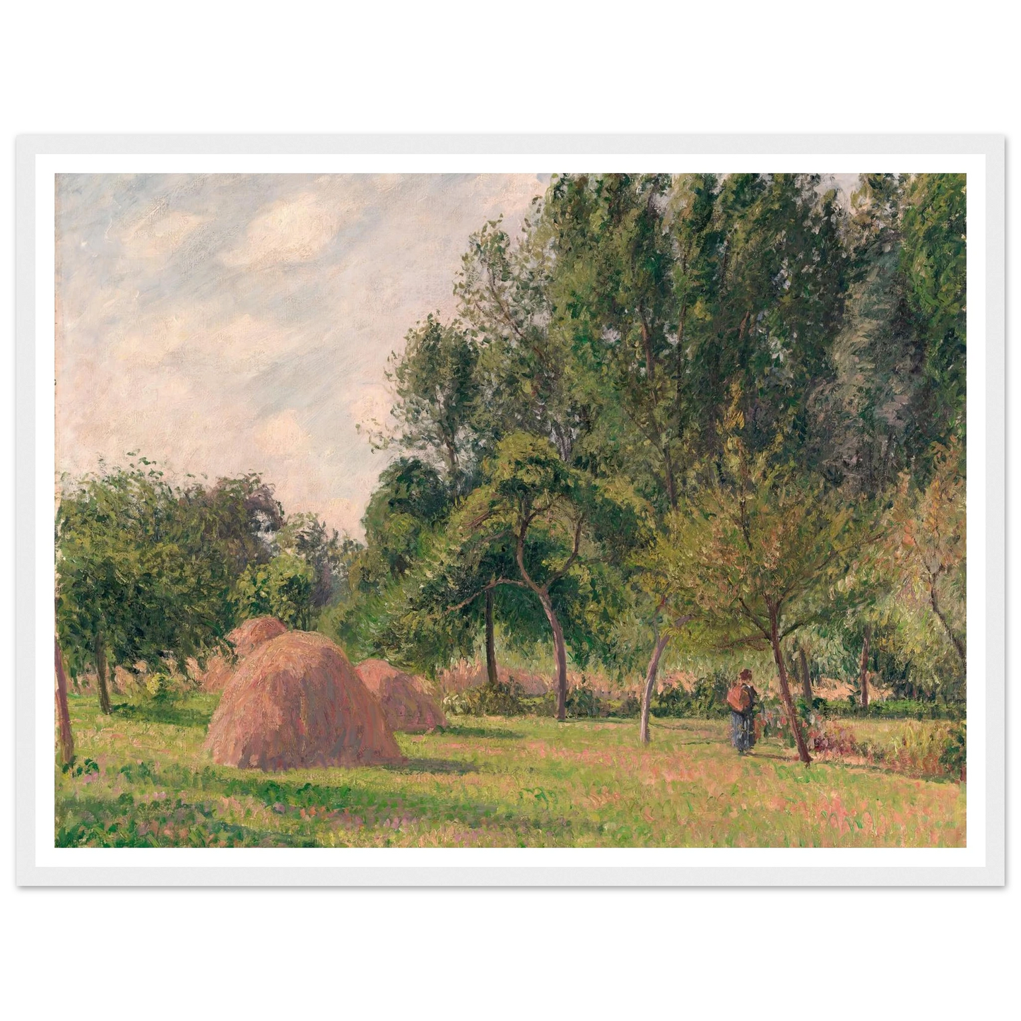 Haystacks, Morning, Éragny (1899) Art Print | Camille Pissarro - Framed Poster - 30x40 cm / 12x16″ - Black frame
