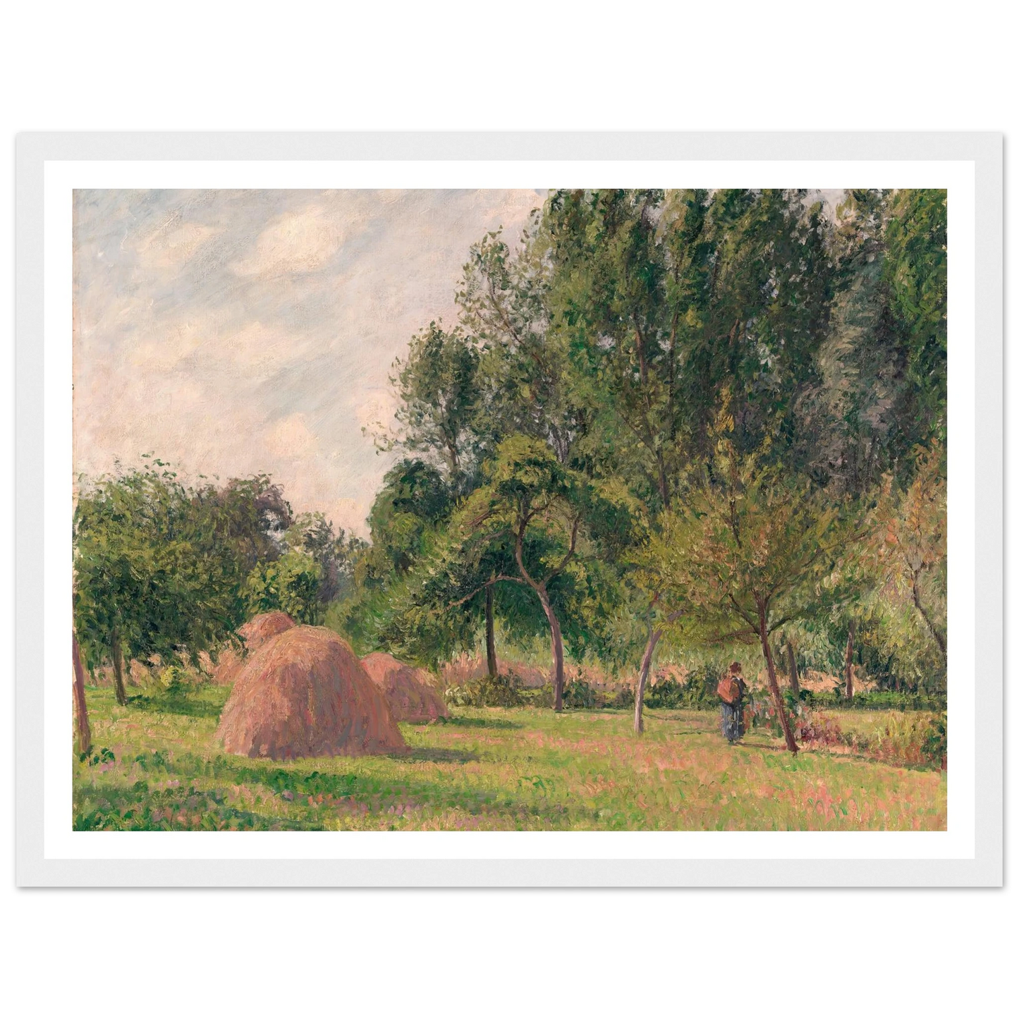 Haystacks, Morning, Éragny (1899) Art Print | Camille Pissarro - Framed Poster - 30x40 cm / 12x16″ - Black frame