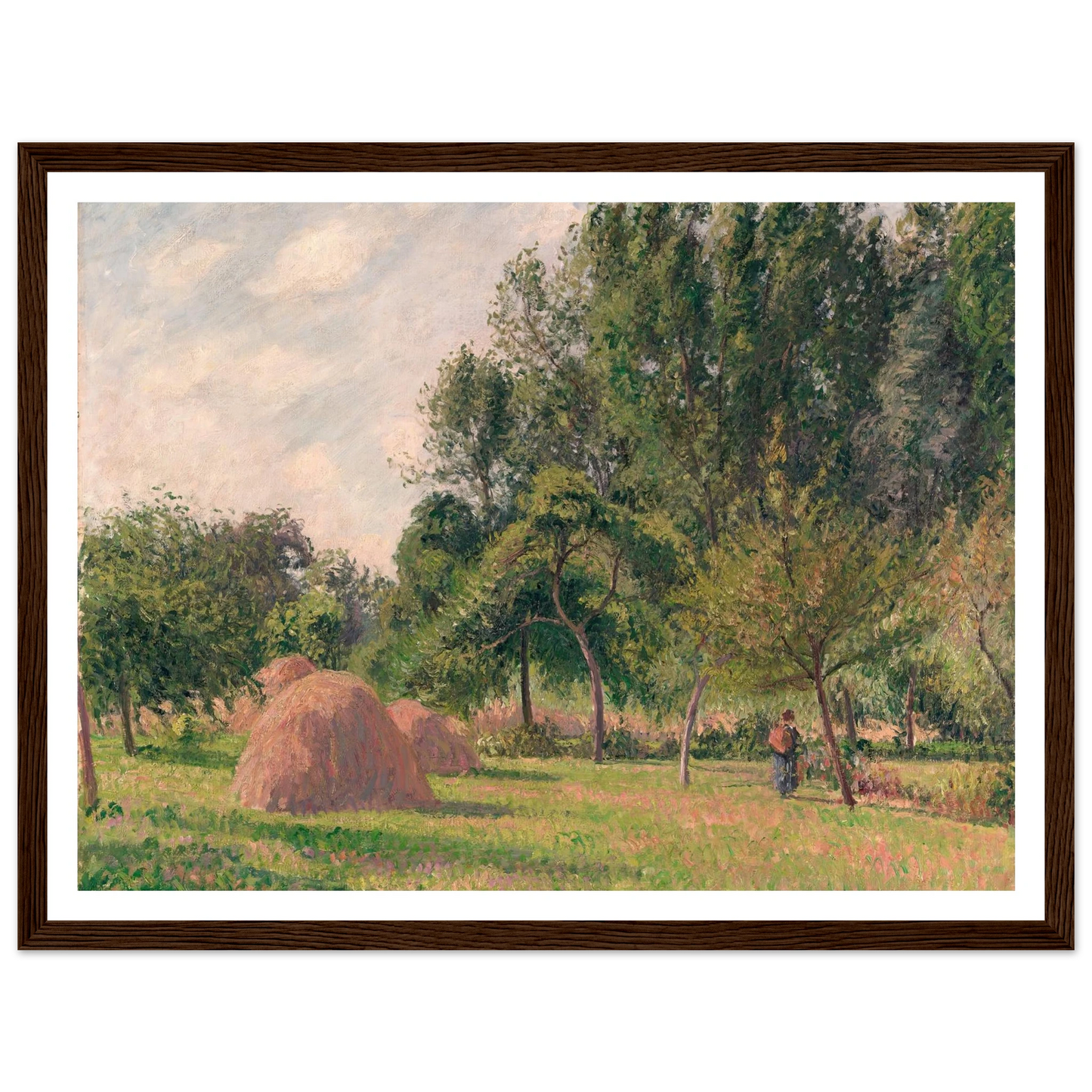 Haystacks, Morning, Éragny (1899) Art Print | Camille Pissarro - Framed Poster - 30x40 cm / 12x16″ - Black frame