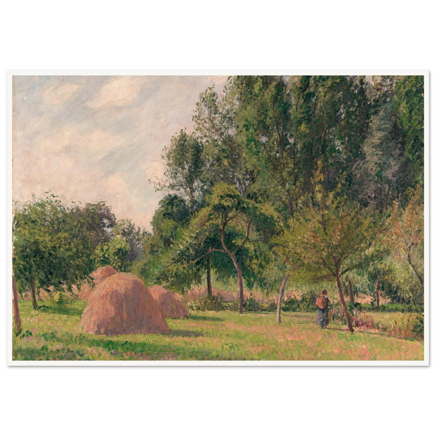 Haystacks, Morning, Éragny (1899) Art Print | Camille Pissarro - Framed Poster - 30x40 cm / 12x16″ - Black frame