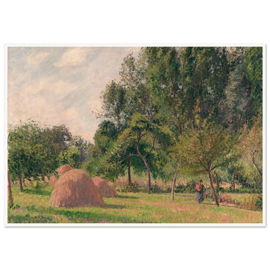 Haystacks, Morning, Éragny (1899) Art Print | Camille Pissarro - Framed Poster - 30x40 cm / 12x16″ - Black frame