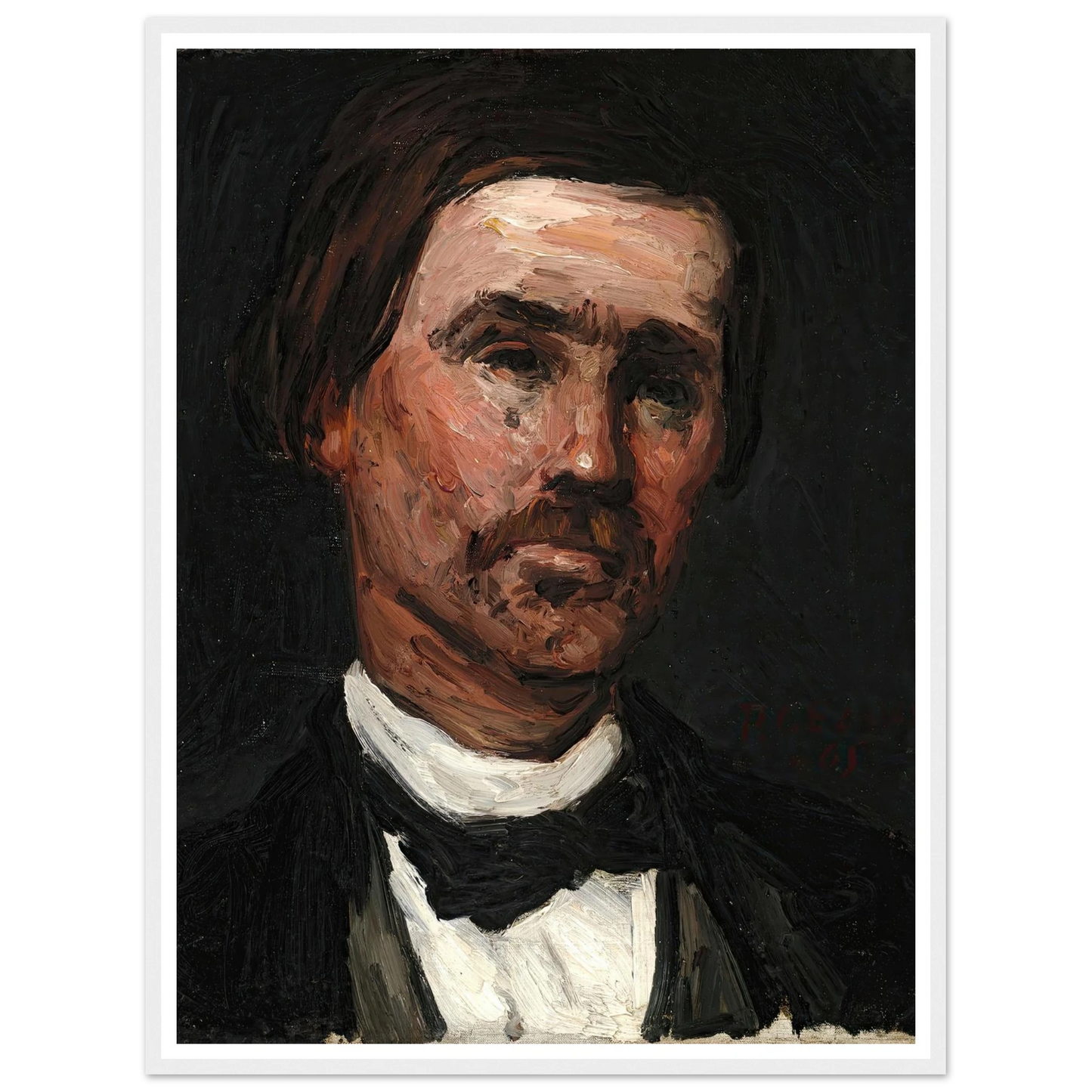 Head Of A Man (1865) Art Print | Paul Cezanne - Framed Poster - 30x40 cm / 12x16″ - Black frame