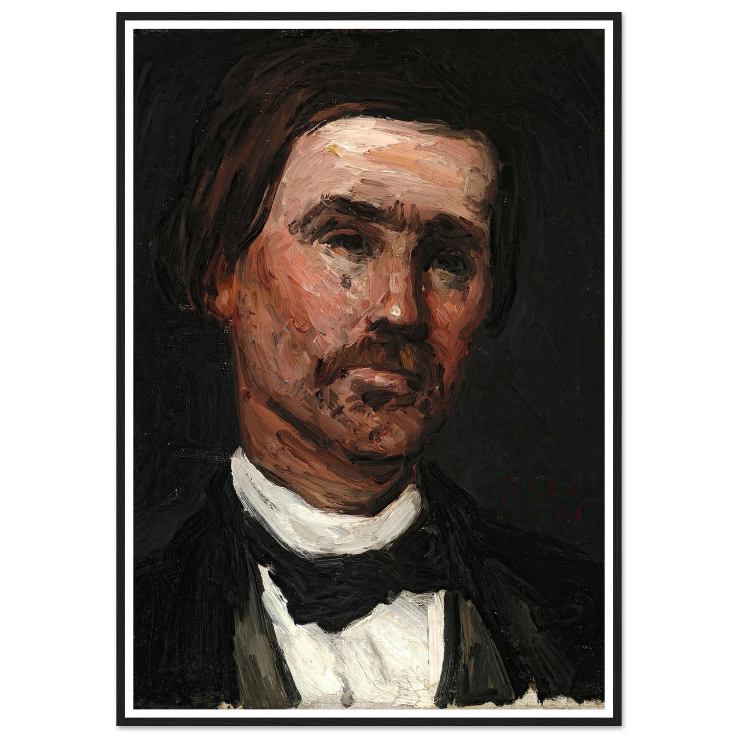 Head Of A Man (1865) Art Print | Paul Cezanne - Framed Poster - 30x40 cm / 12x16″ - Black frame