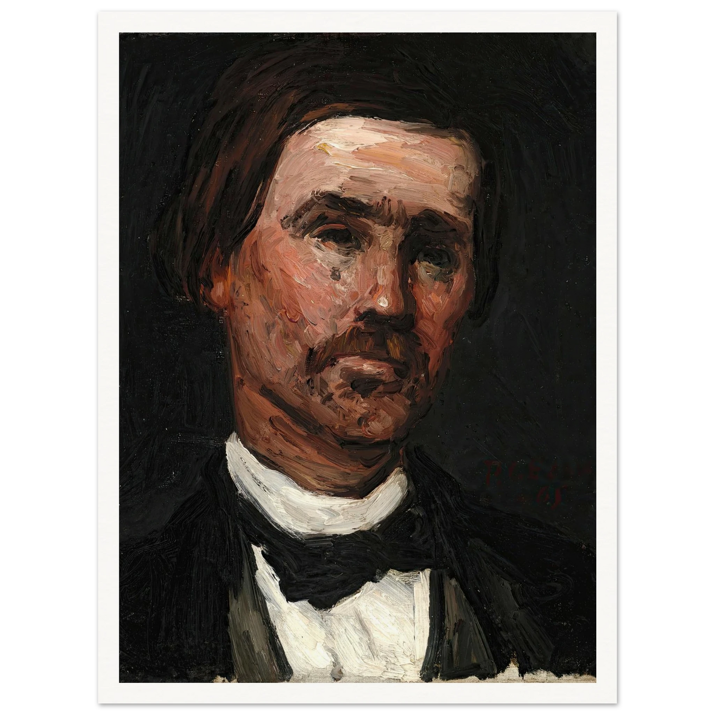 Head Of A Man (1865) Art Print | Paul Cezanne - Framed Poster - 30x40 cm / 12x16″ - Black frame