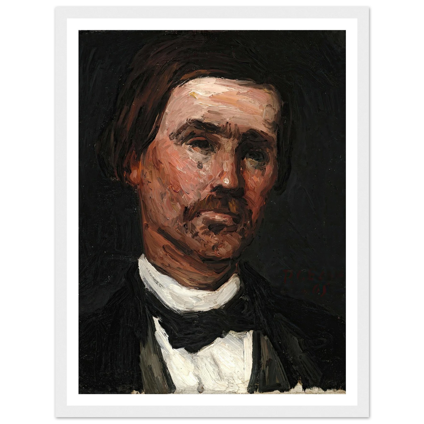 Head Of A Man (1865) Art Print | Paul Cezanne - Framed Poster - 30x40 cm / 12x16″ - Black frame