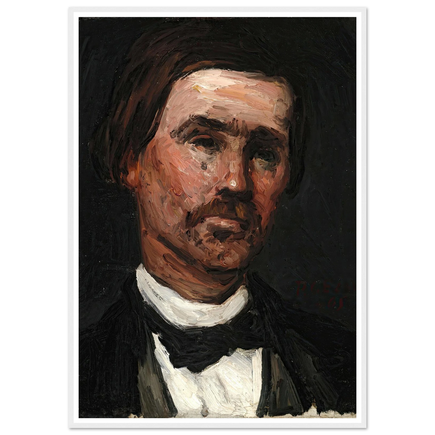 Head Of A Man (1865) Art Print | Paul Cezanne - Framed Poster - 30x40 cm / 12x16″ - Black frame