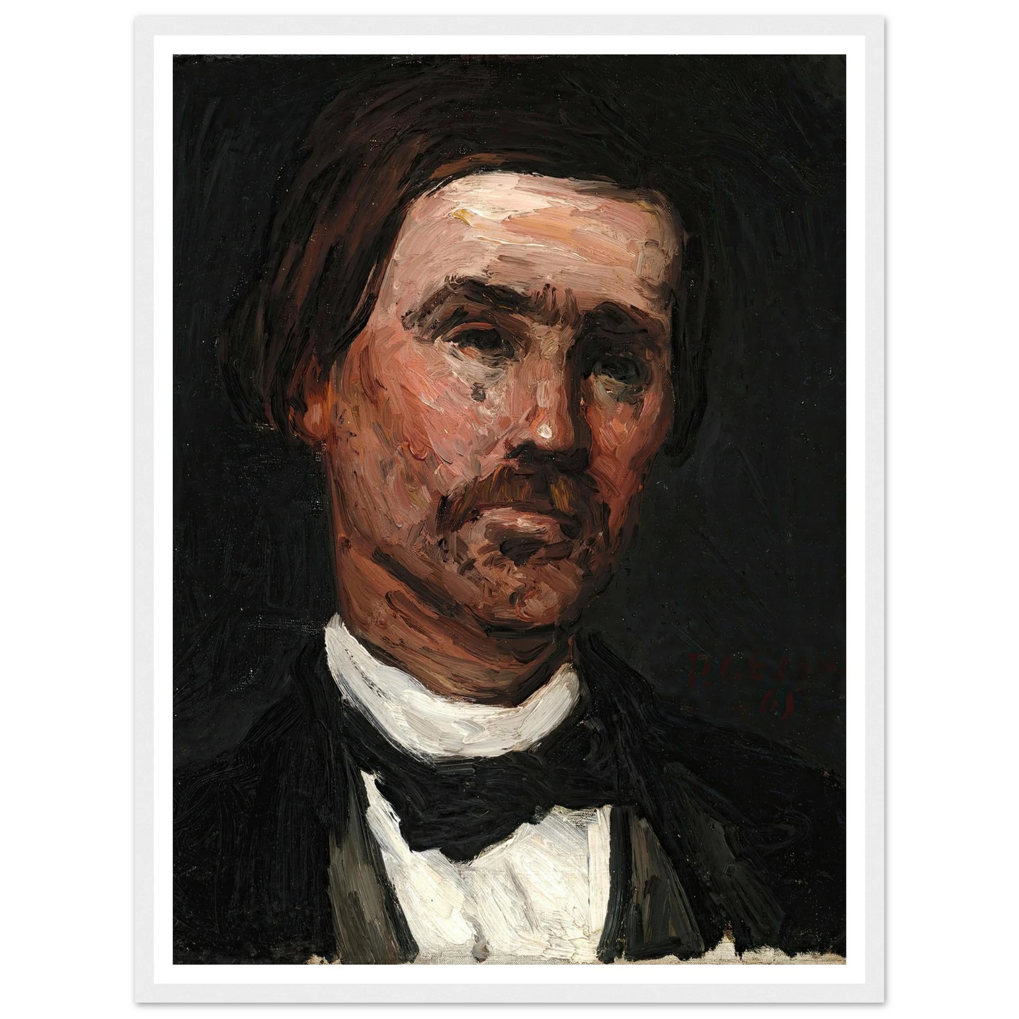 Head Of A Man (1865) Art Print | Paul Cezanne - Framed Poster - 30x40 cm / 12x16″ - Black frame