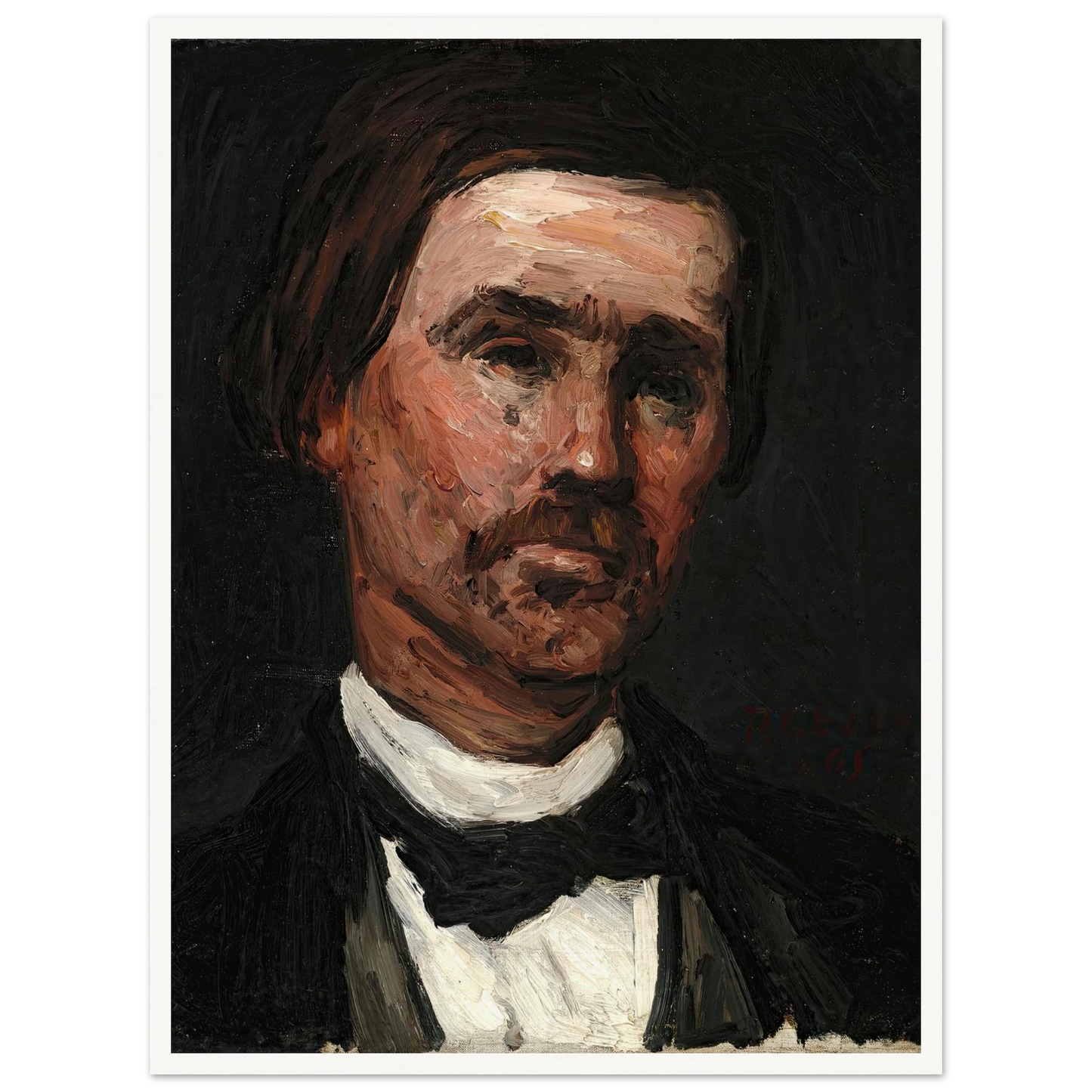 Head Of A Man (1865) Art Print | Paul Cezanne - Framed Poster - 30x40 cm / 12x16″ - Black frame