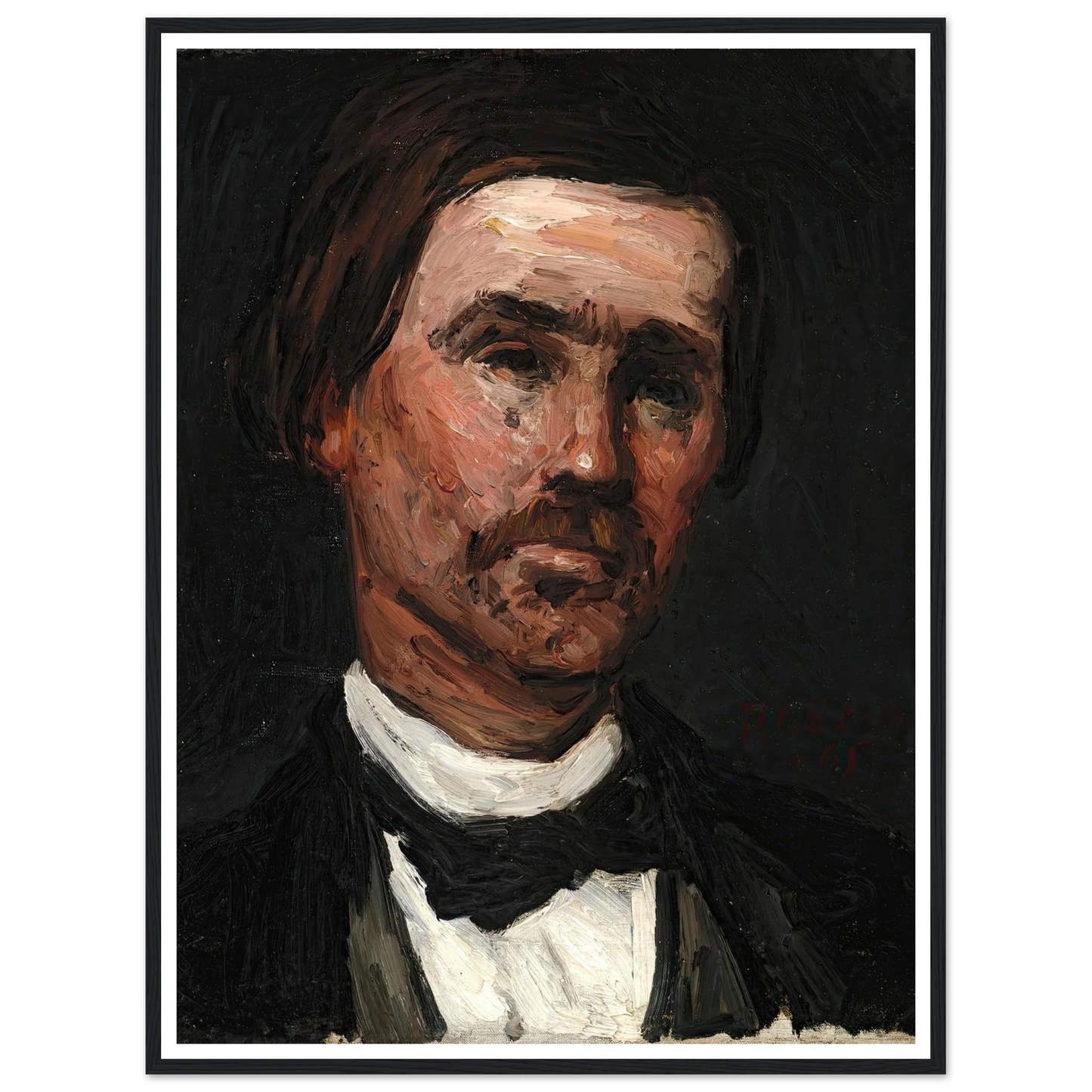Head Of A Man (1865) Art Print | Paul Cezanne - Framed Poster - 30x40 cm / 12x16″ - Black frame