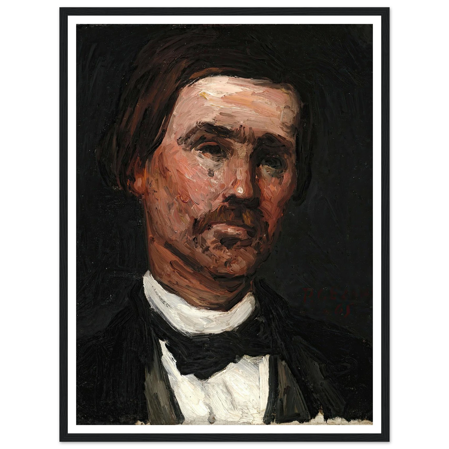 Head Of A Man (1865) Art Print | Paul Cezanne - Framed Poster - 30x40 cm / 12x16″ - Black frame