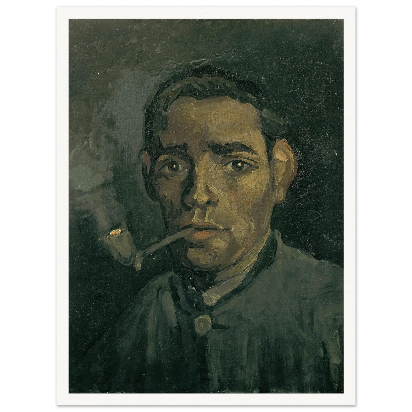 Head Of A Man Art Print | Vincent van Gogh - Framed Poster - 30x40 cm / 12x16″ - Black frame