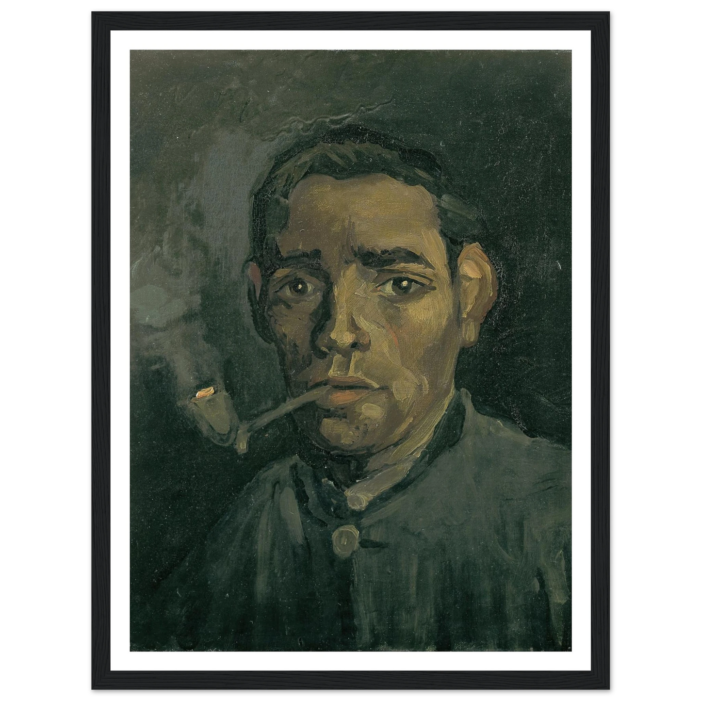 Head Of A Man Art Print | Vincent van Gogh - Framed Poster - 30x40 cm / 12x16″ - Black frame