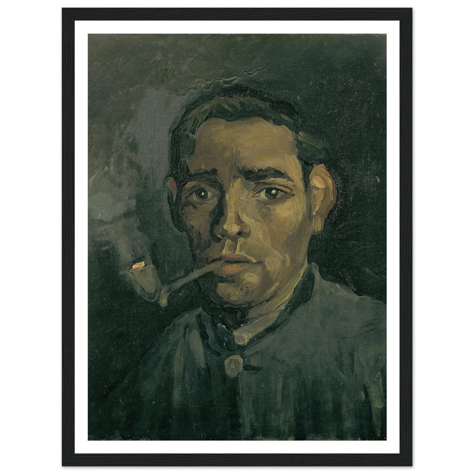 Head Of A Man Art Print | Vincent van Gogh - Framed Poster - 30x40 cm / 12x16″ - Black frame