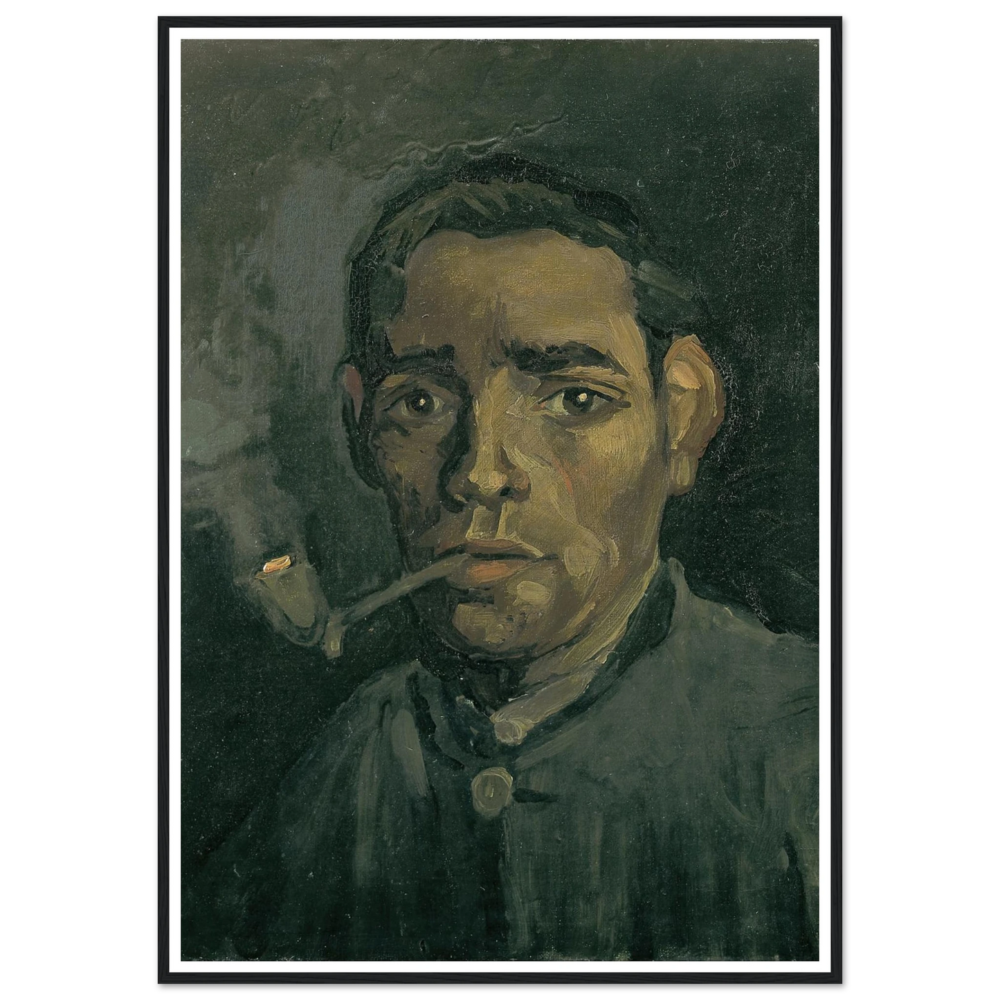 Head Of A Man Art Print | Vincent van Gogh - Framed Poster - 30x40 cm / 12x16″ - Black frame