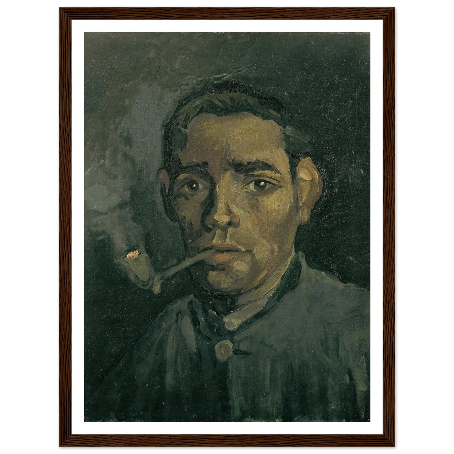 Head Of A Man Art Print | Vincent van Gogh - Framed Poster - 30x40 cm / 12x16″ - Black frame