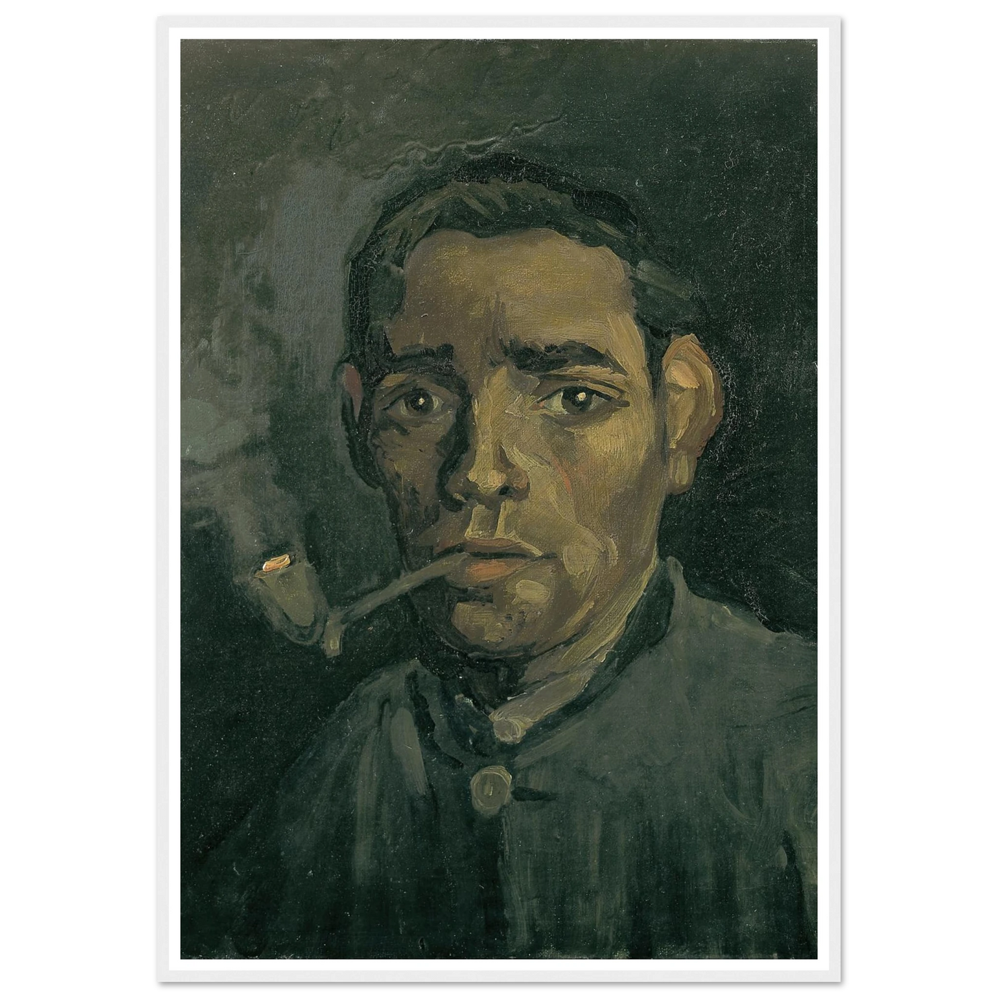 Head Of A Man Art Print | Vincent van Gogh - Framed Poster - 30x40 cm / 12x16″ - Black frame