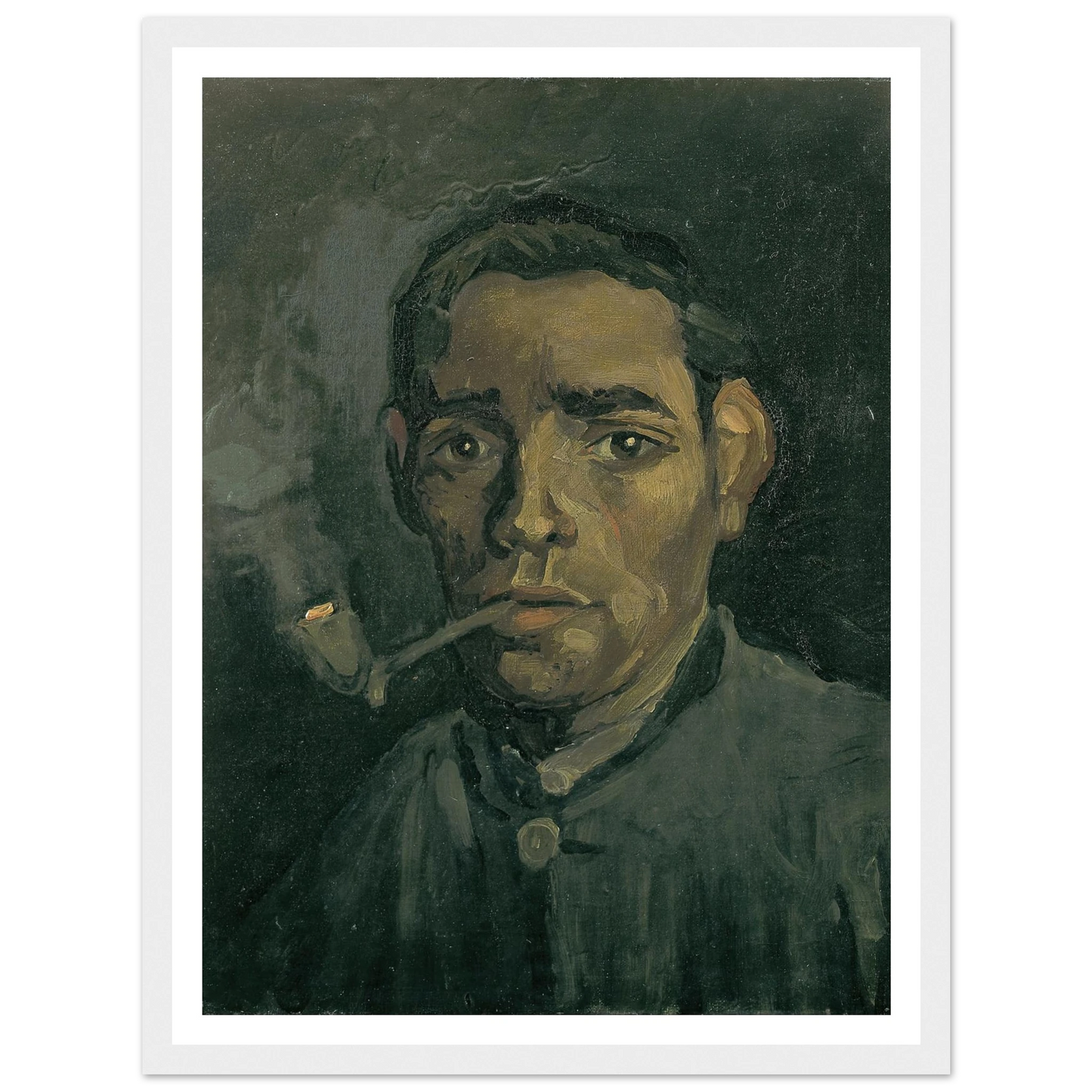 Head Of A Man Art Print | Vincent van Gogh - Framed Poster - 30x40 cm / 12x16″ - Black frame