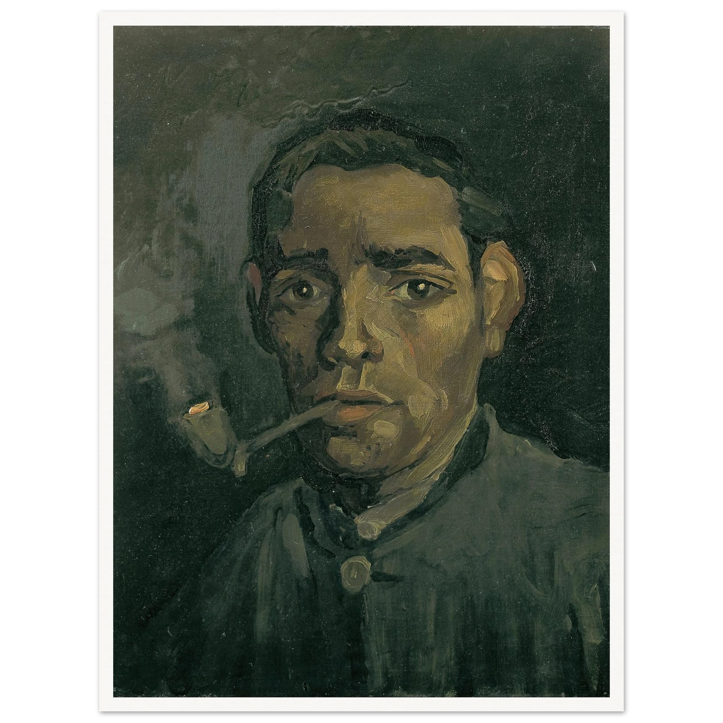 Head Of A Man Art Print | Vincent van Gogh - Framed Poster - 30x40 cm / 12x16″ - Black frame