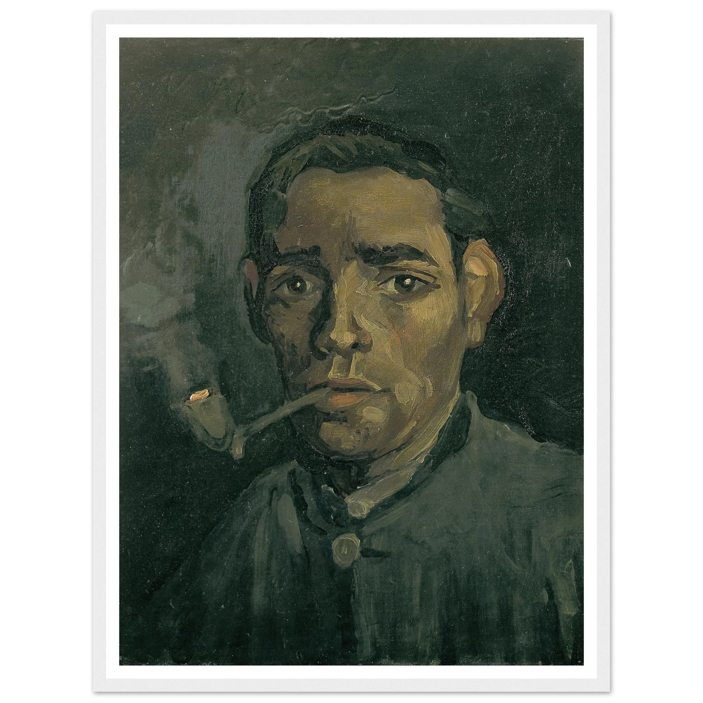 Head Of A Man Art Print | Vincent van Gogh - Framed Poster - 30x40 cm / 12x16″ - Black frame