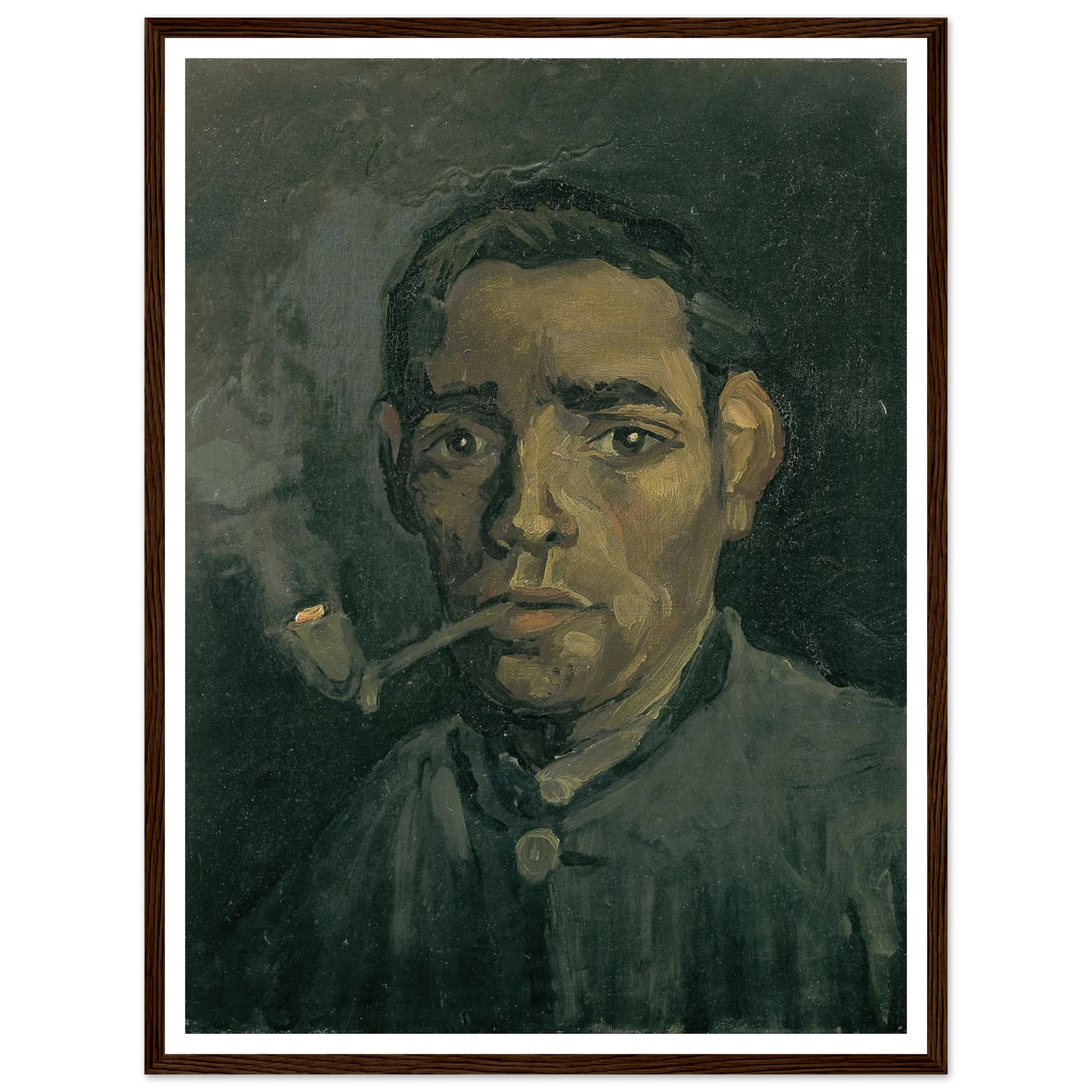 Head Of A Man Art Print | Vincent van Gogh - Framed Poster - 30x40 cm / 12x16″ - Black frame