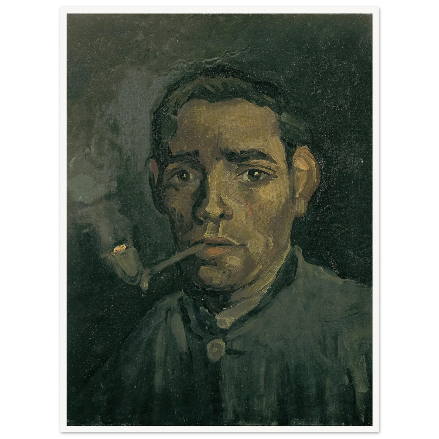 Head Of A Man Art Print | Vincent van Gogh - Framed Poster - 30x40 cm / 12x16″ - Black frame