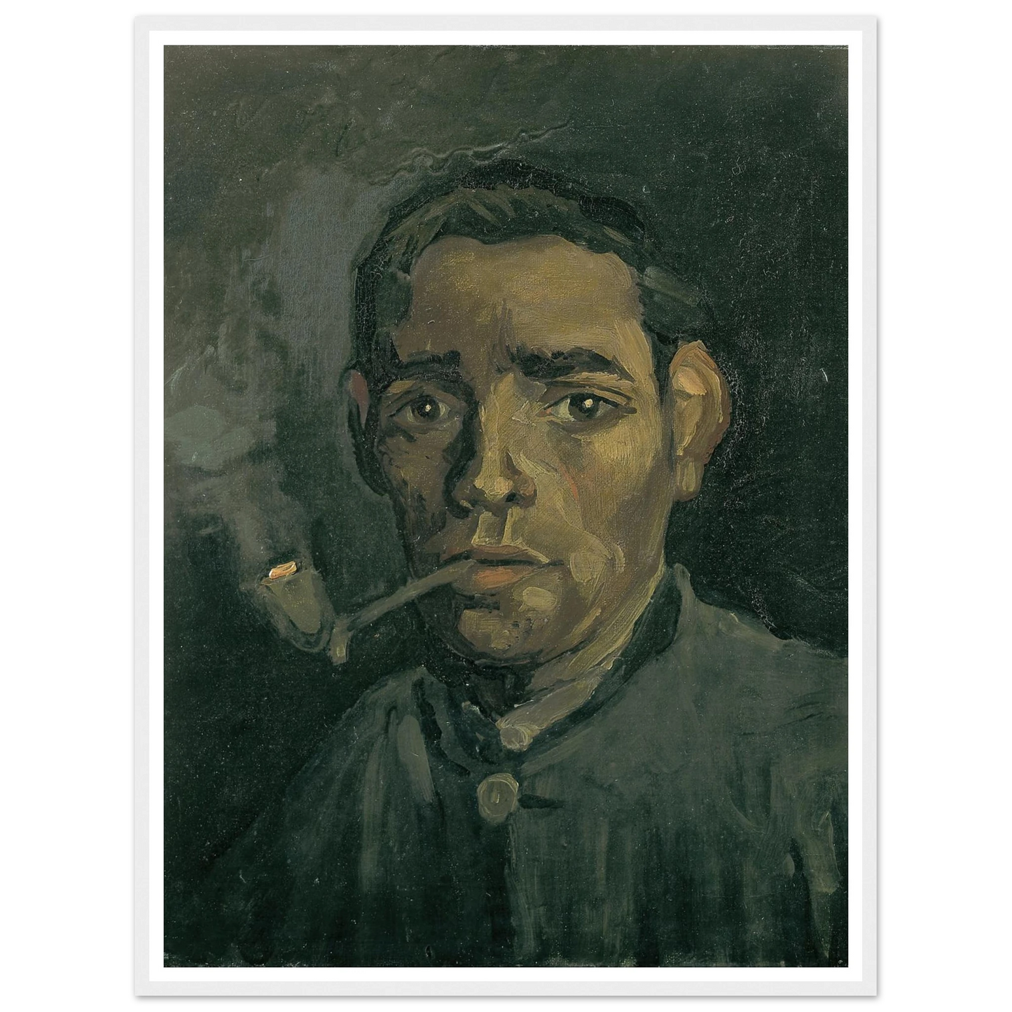 Head Of A Man Art Print | Vincent van Gogh - Framed Poster - 30x40 cm / 12x16″ - Black frame