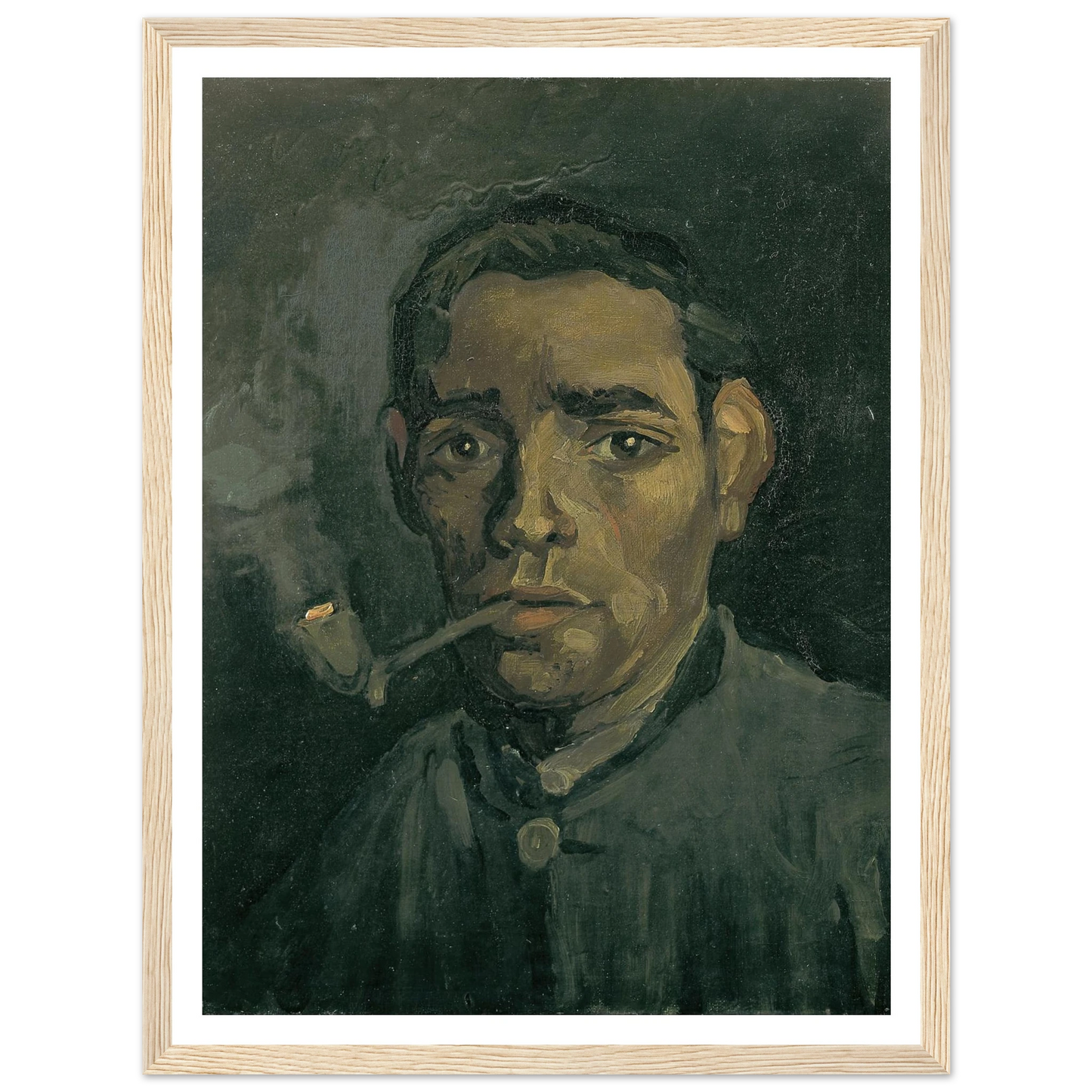 Head Of A Man Art Print | Vincent van Gogh - Framed Poster - 30x40 cm / 12x16″ - Black frame