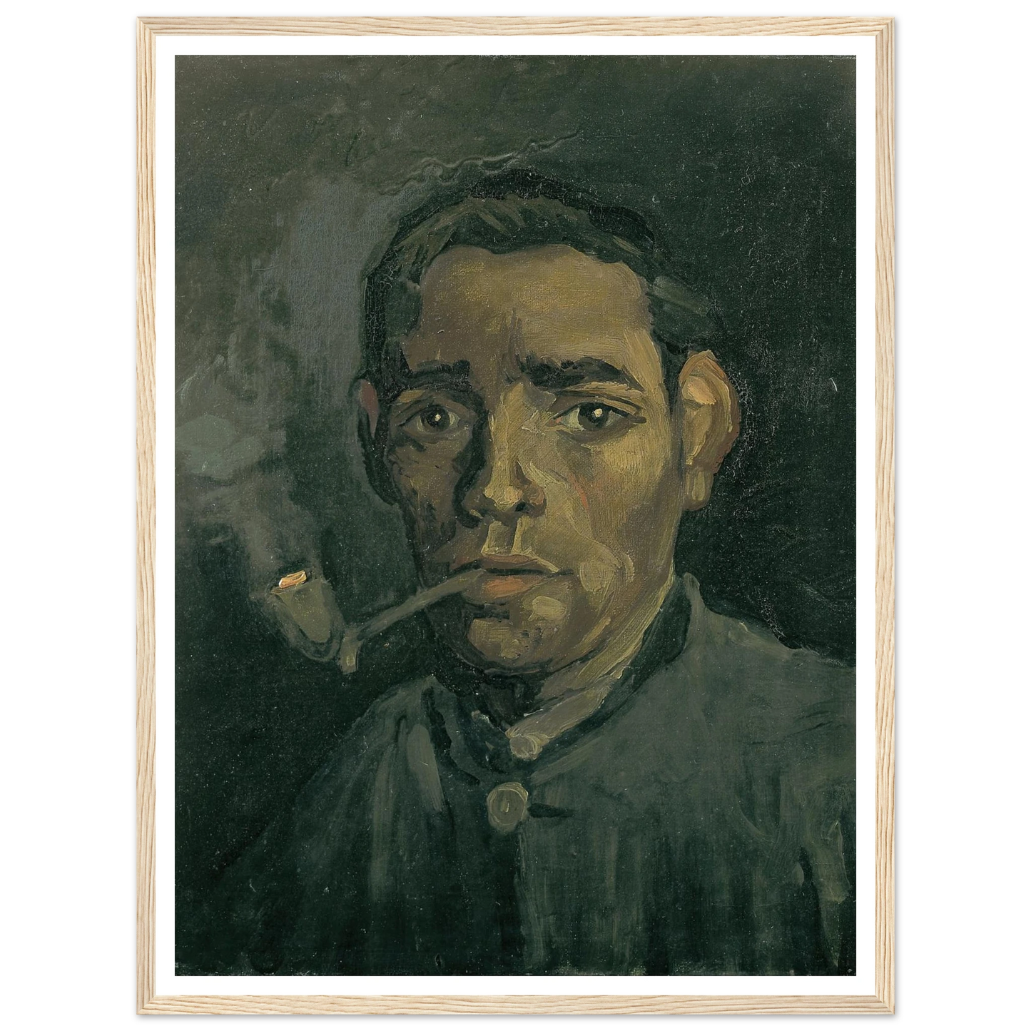 Head Of A Man Art Print | Vincent van Gogh - Framed Poster - 30x40 cm / 12x16″ - Black frame