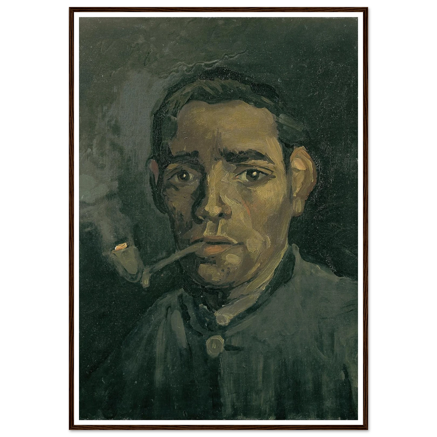 Head Of A Man Art Print | Vincent van Gogh - Framed Poster - 30x40 cm / 12x16″ - Black frame