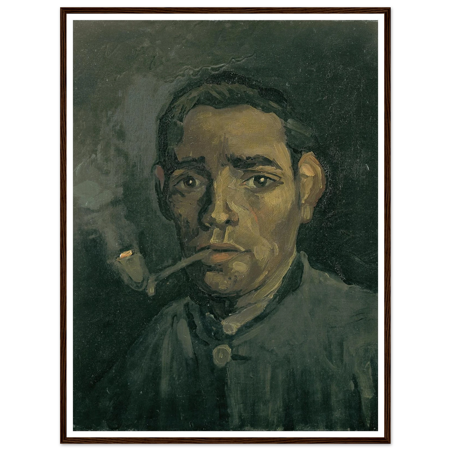 Head Of A Man Art Print | Vincent van Gogh - Framed Poster - 30x40 cm / 12x16″ - Black frame