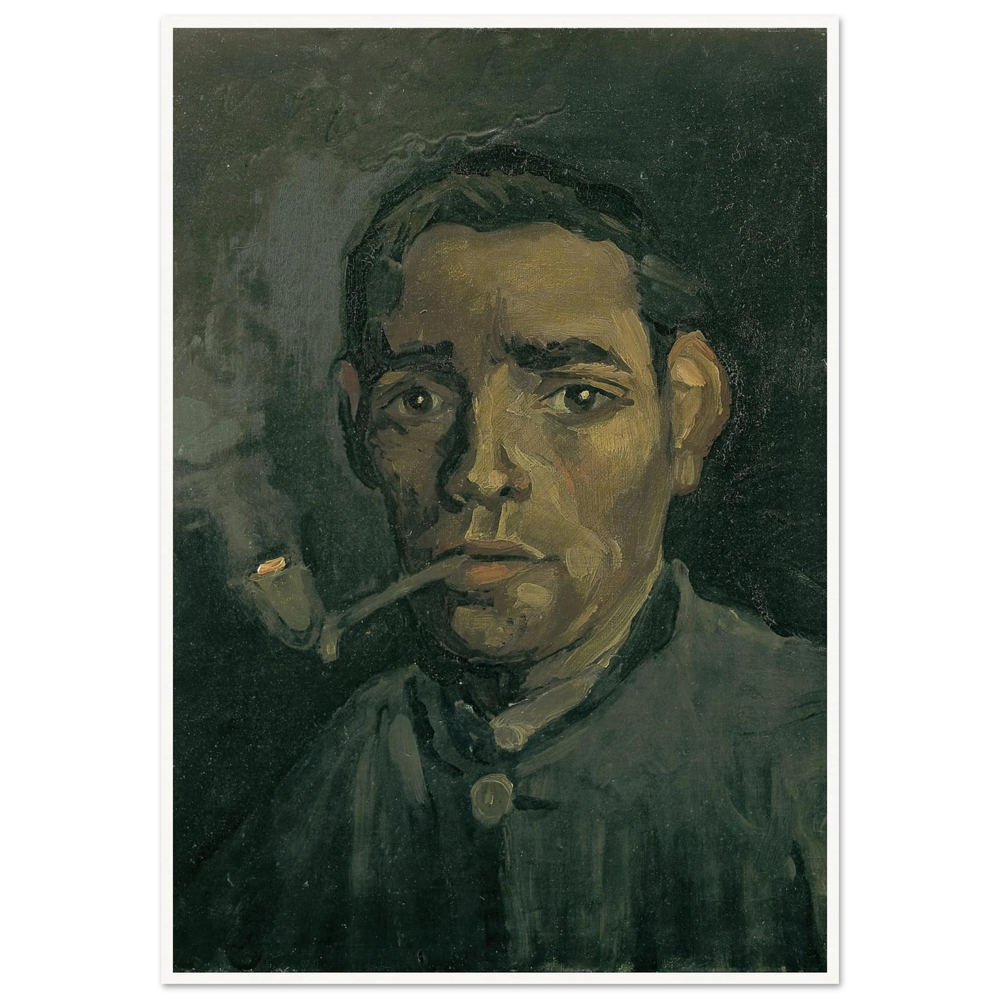 Head Of A Man Art Print | Vincent van Gogh - Framed Poster - 30x40 cm / 12x16″ - Black frame