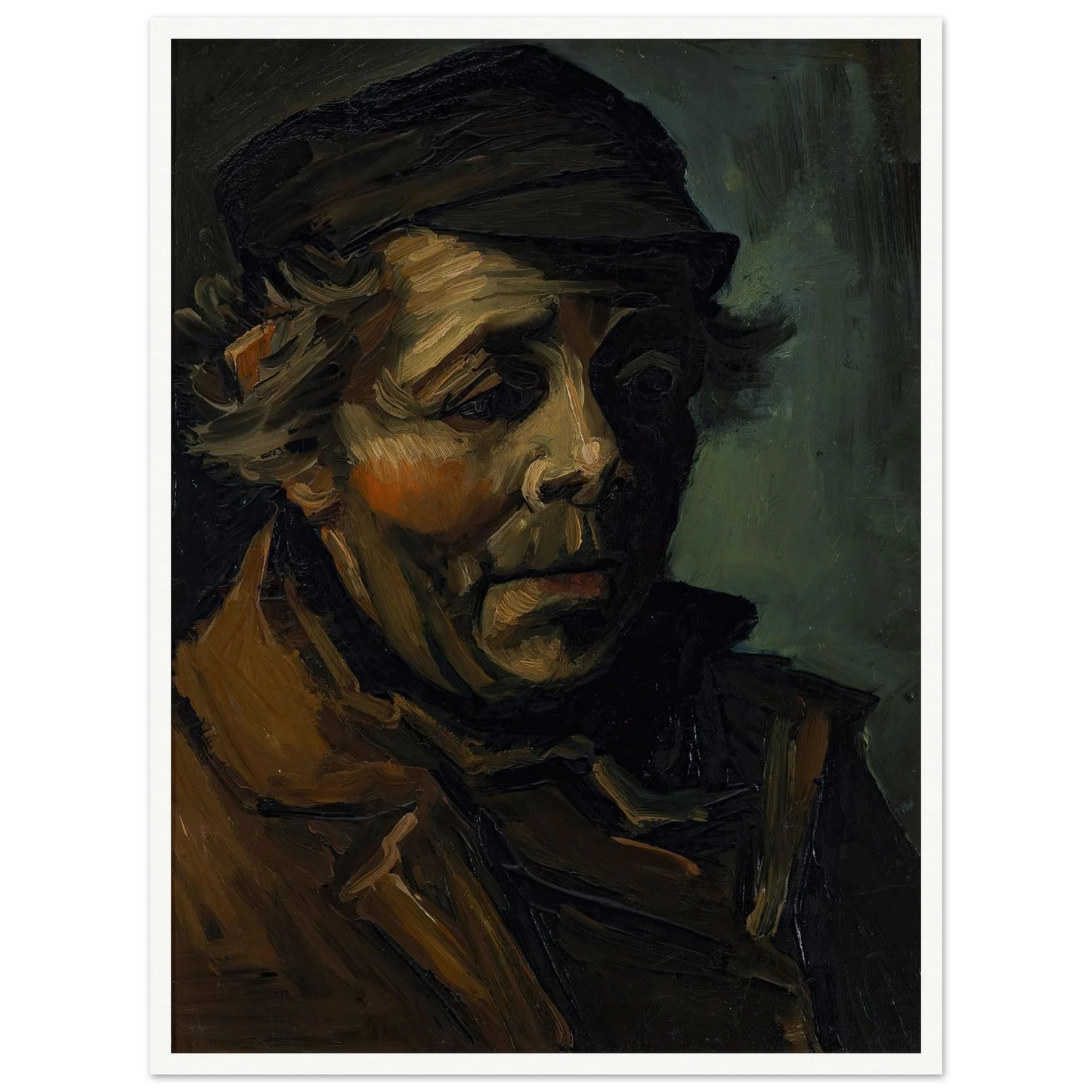 Head Of A Peasant (1884) Art Print | Vincent van Gogh - Framed Poster - 30x40 cm / 12x16″ - Black frame