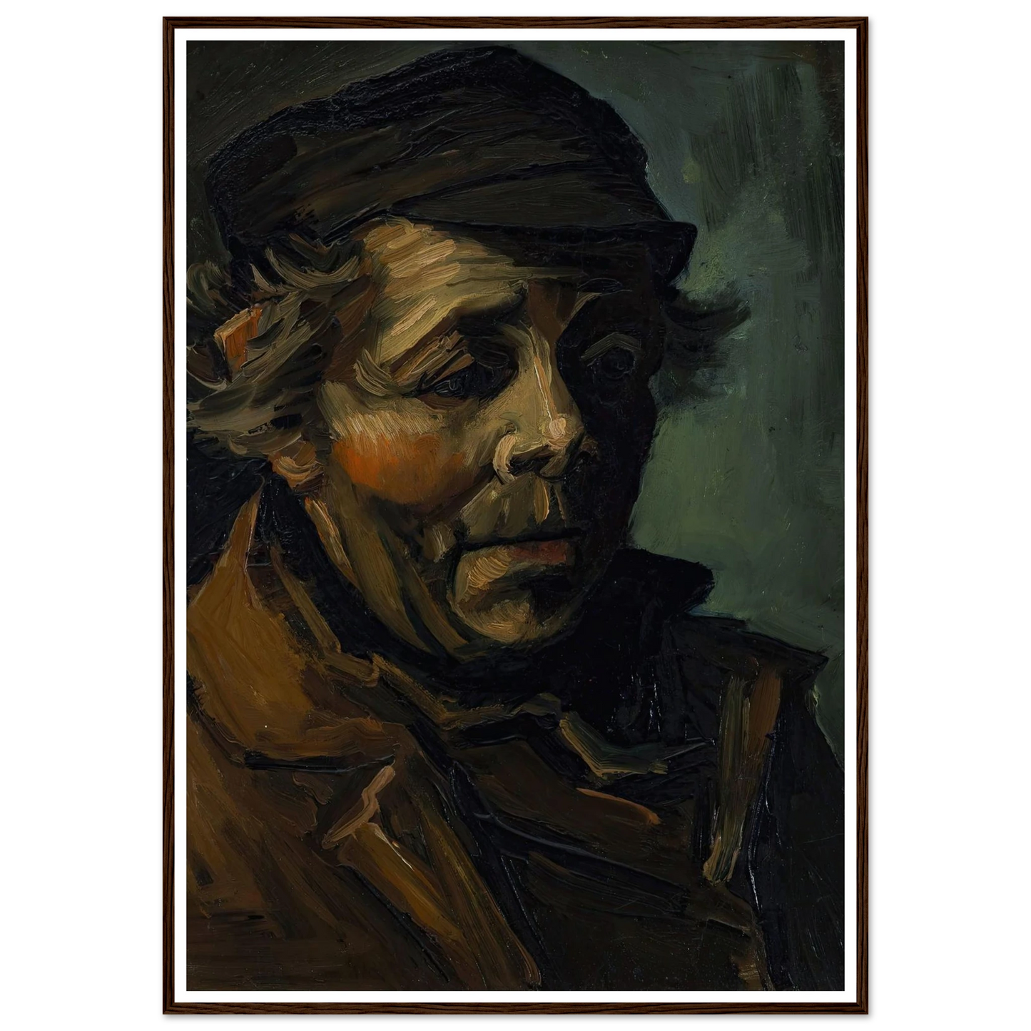 Head Of A Peasant (1884) Art Print | Vincent van Gogh - Framed Poster - 30x40 cm / 12x16″ - Black frame