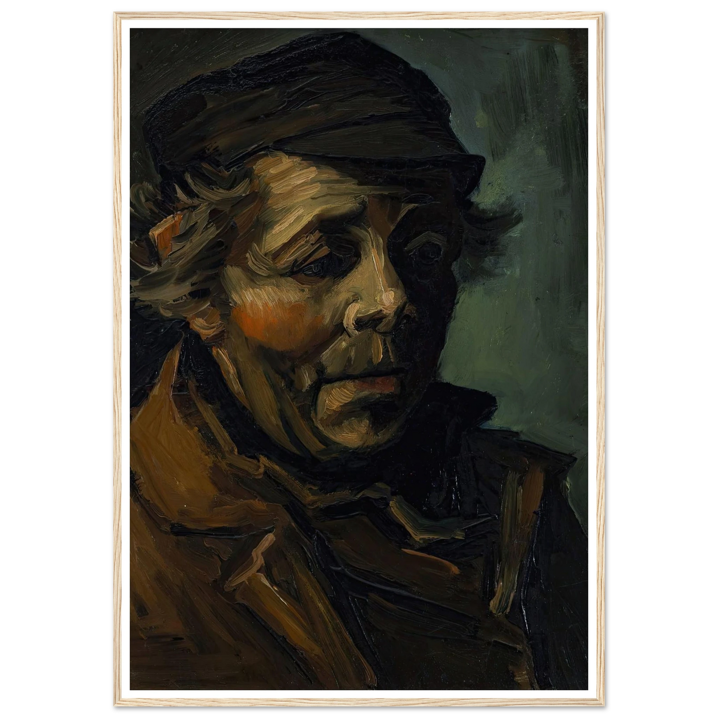 Head Of A Peasant (1884) Art Print | Vincent van Gogh - Framed Poster - 30x40 cm / 12x16″ - Black frame