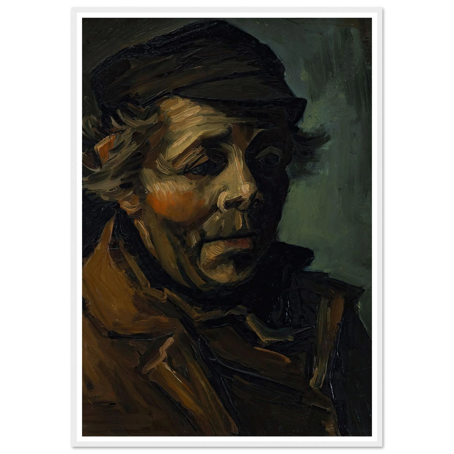 Head Of A Peasant (1884) Art Print | Vincent van Gogh - Framed Poster - 30x40 cm / 12x16″ - Black frame
